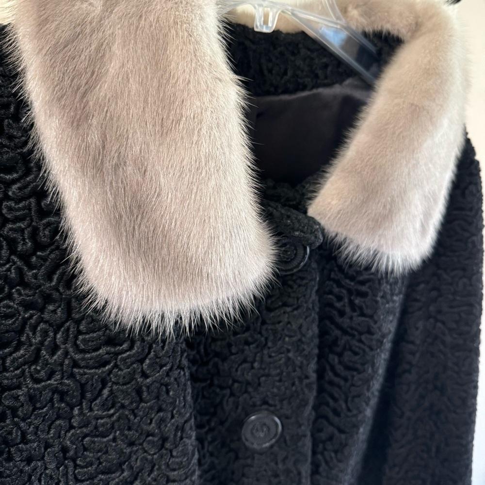Vintage Astrakin Lepshire Black Curly Persian Lamb Wool Short Coat Mink … - Picture 8 of 16